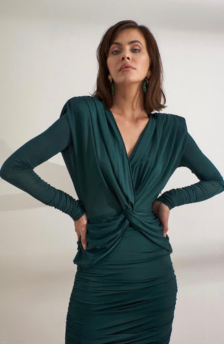 30020 Jersey Green V Neck Dress